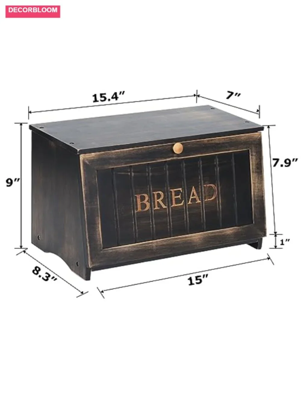 Vintage Wood Bread Box for Kitchen Counter Retro Storage Bin Bamboo Farmhouse